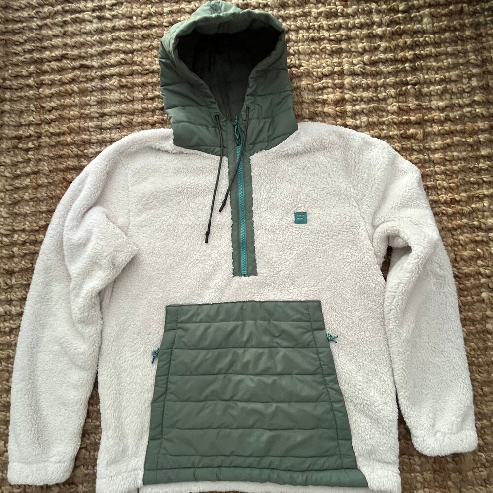 Billabong White and Green Hoodie